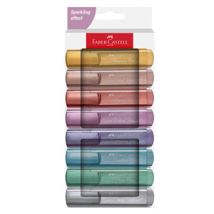 Faber-Castell Astuccio da 8 Evidenziatori Metallic Sparkling Effect