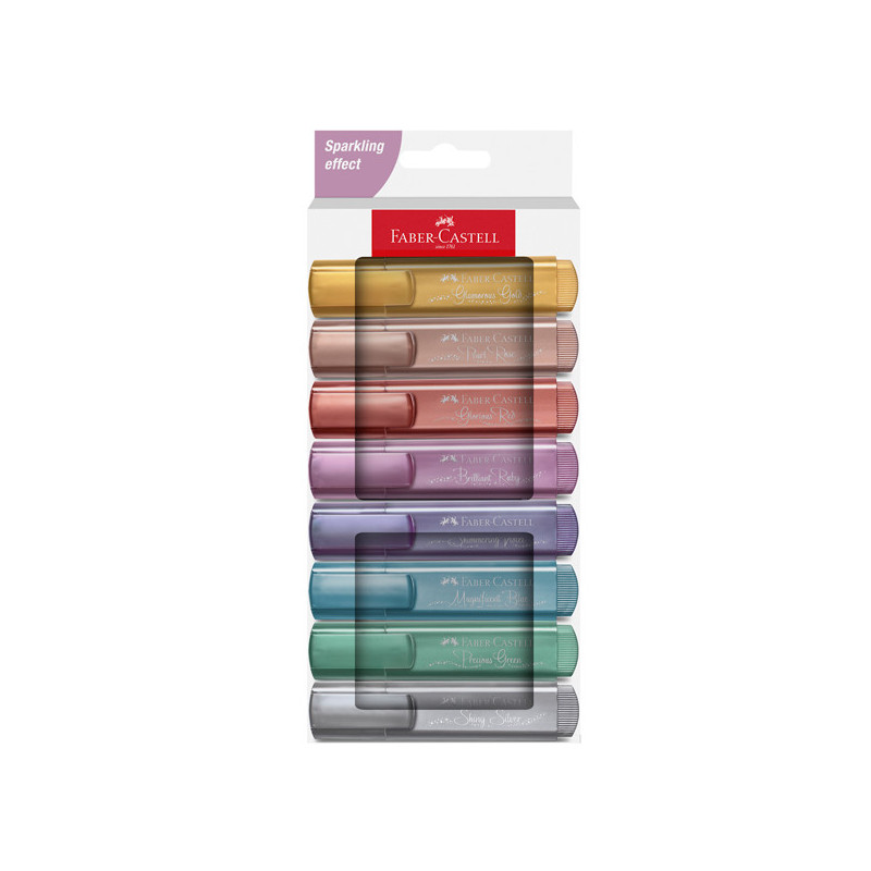 Faber-Castell Astuccio da 8 Evidenziatori Metallic Sparkling Effect